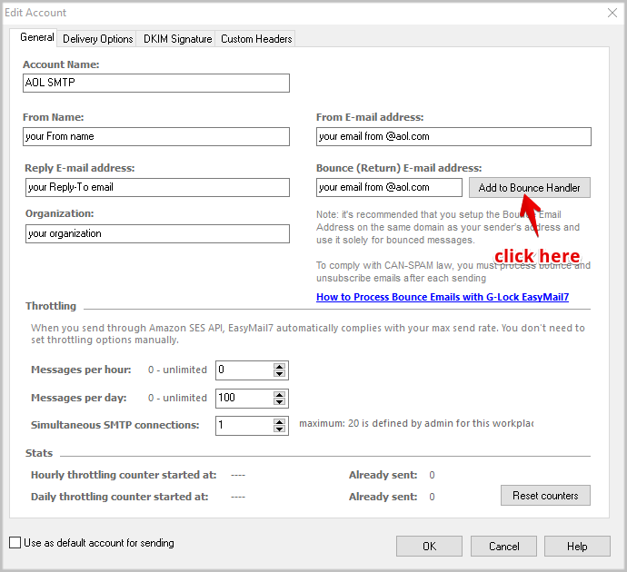 att email server settings smtp