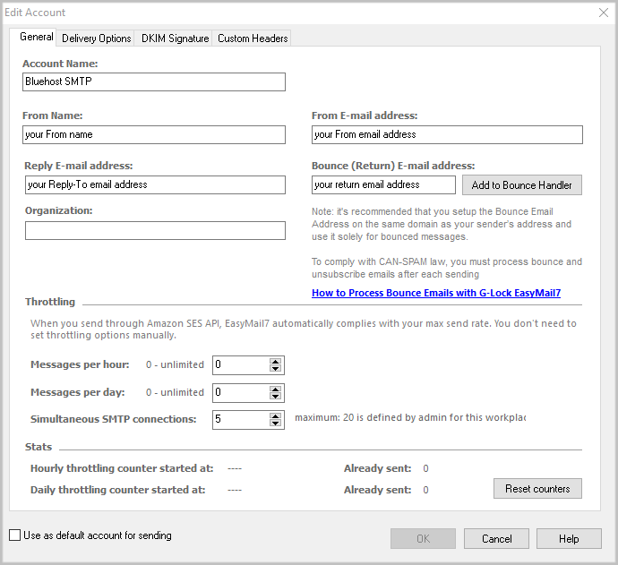 How To Use Bluehost Email Settings In Easymail7 ⋆ Glocksoft Kb